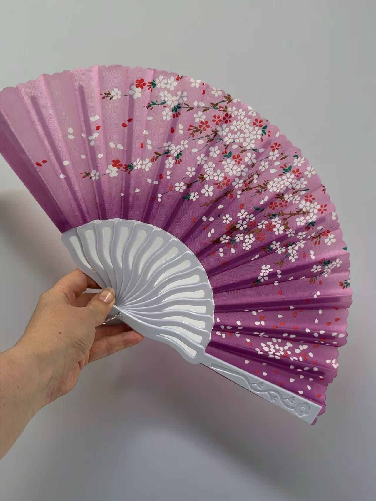Elegant Floral Hand Fans – Set of 6 Traditional Asian Designs