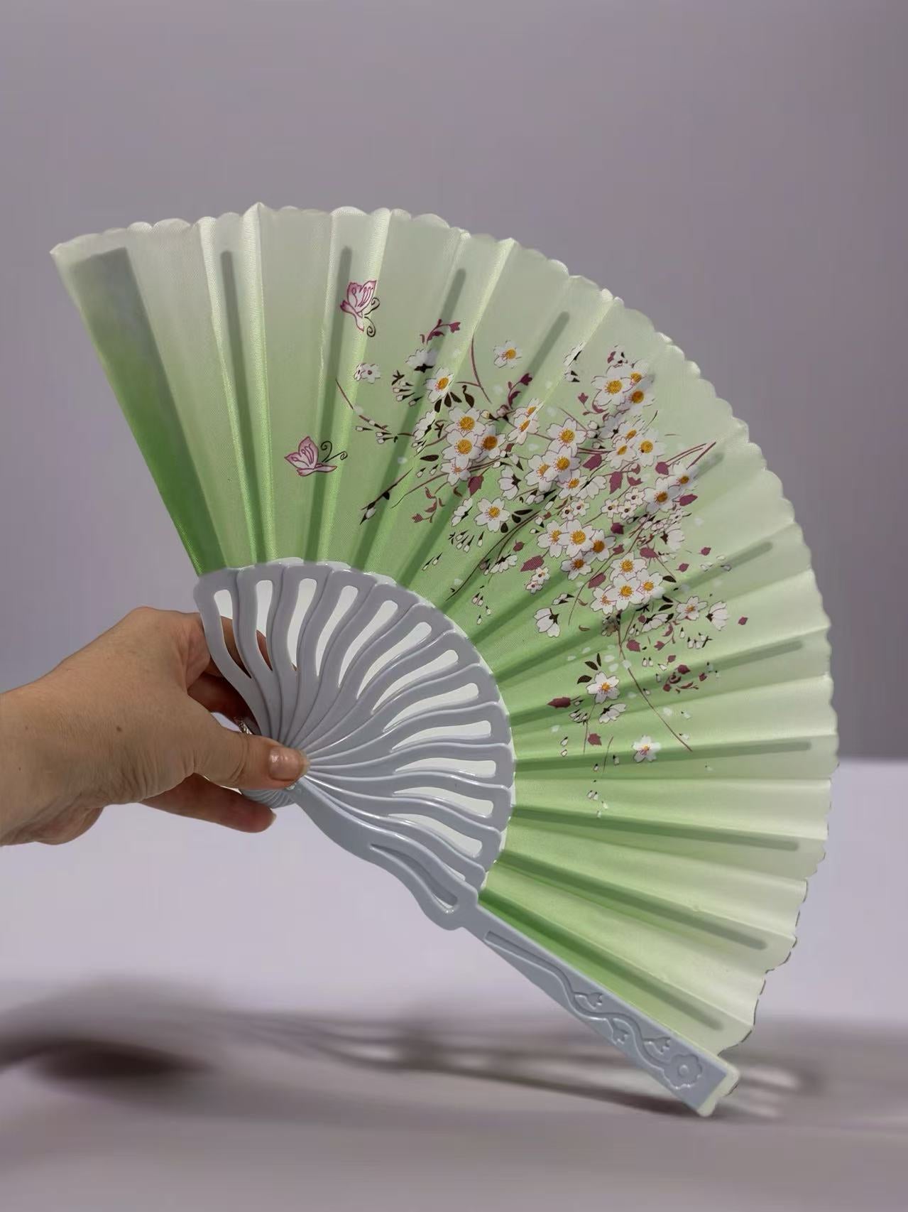 Elegant Floral Hand Fans – Set of 6 Traditional Asian Designs