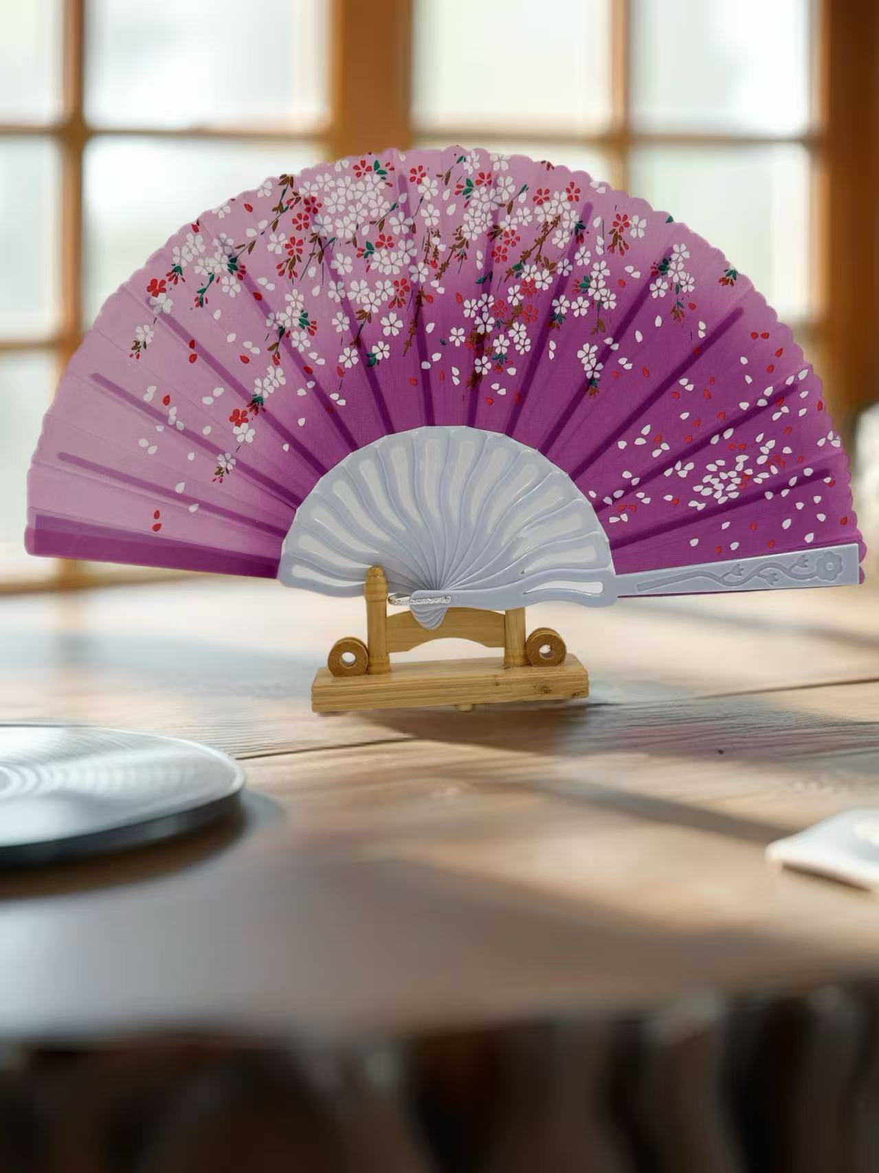 Elegant Floral Hand Fans – Set of 6 Traditional Asian Designs