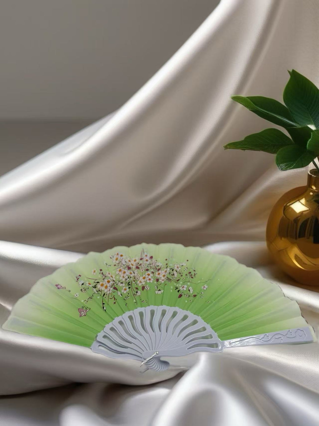 Elegant Floral Hand Fans – Set of 6 Traditional Asian Designs