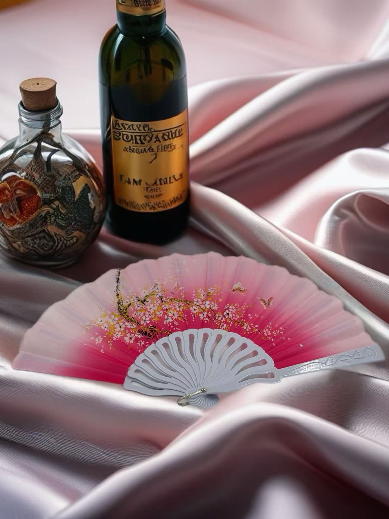 Elegant Floral Hand Fans – Set of 6 Traditional Asian Designs