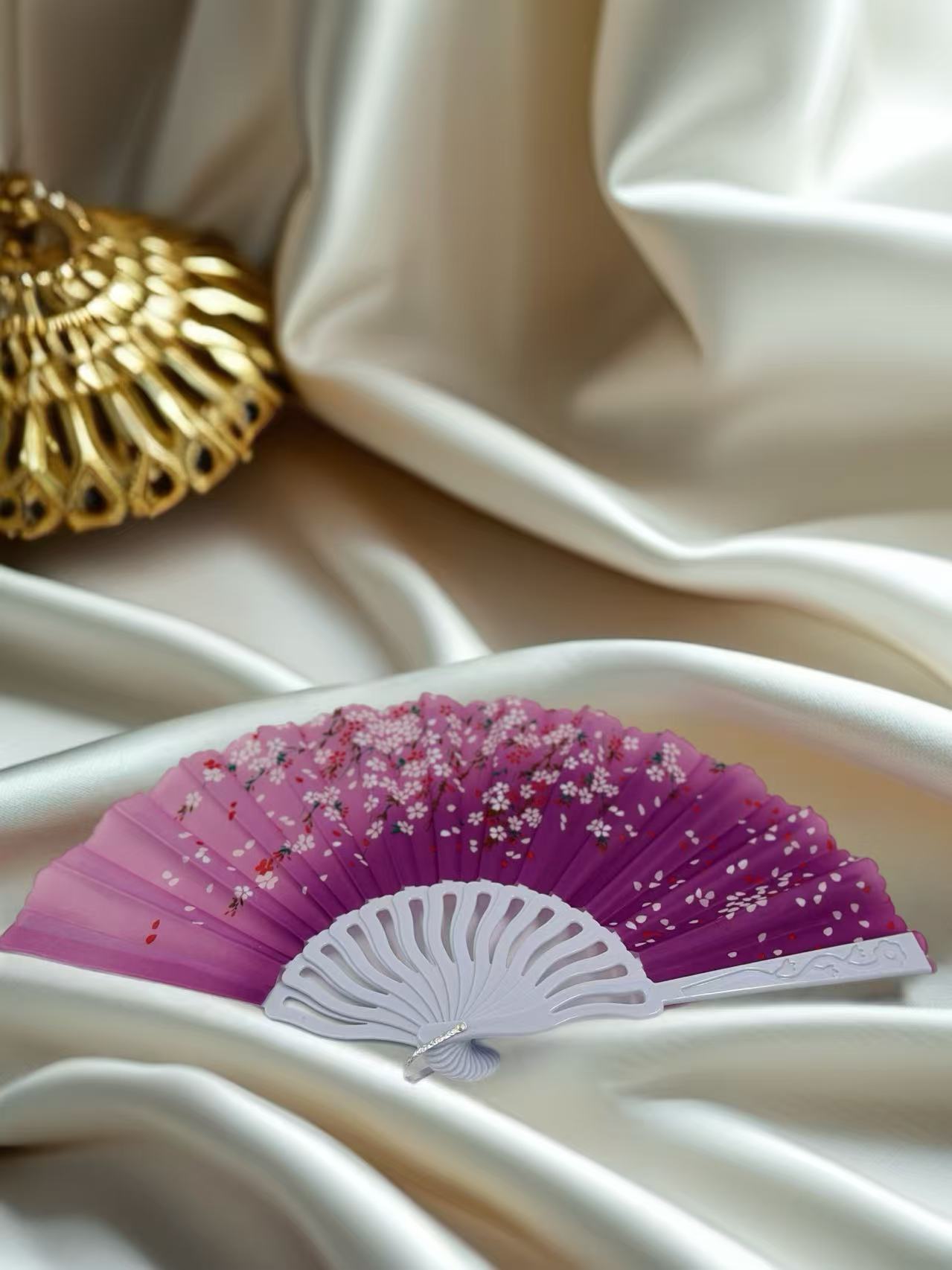 Elegant Floral Hand Fans – Set of 6 Traditional Asian Designs