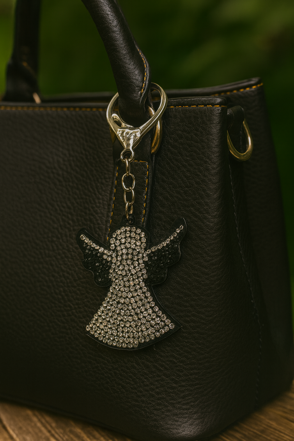 Crystal Angel Keychain – Sparkling Rhinestone Guardian Angel Bag Charm & Key Ring