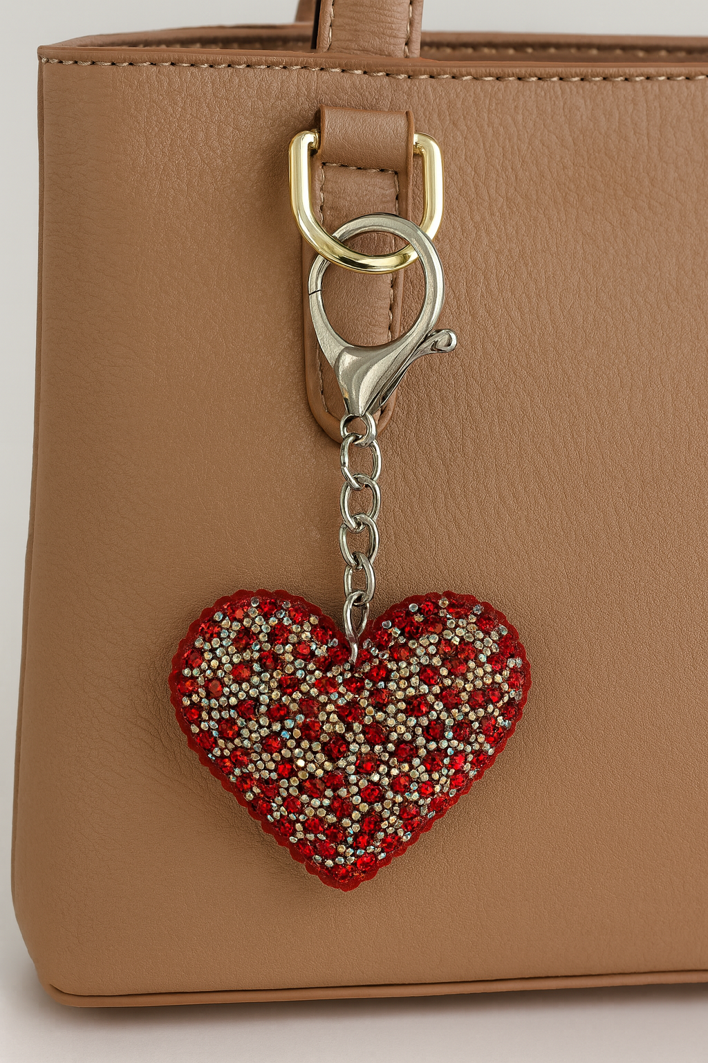 Sparkling Red Heart Rhinestone Keychain