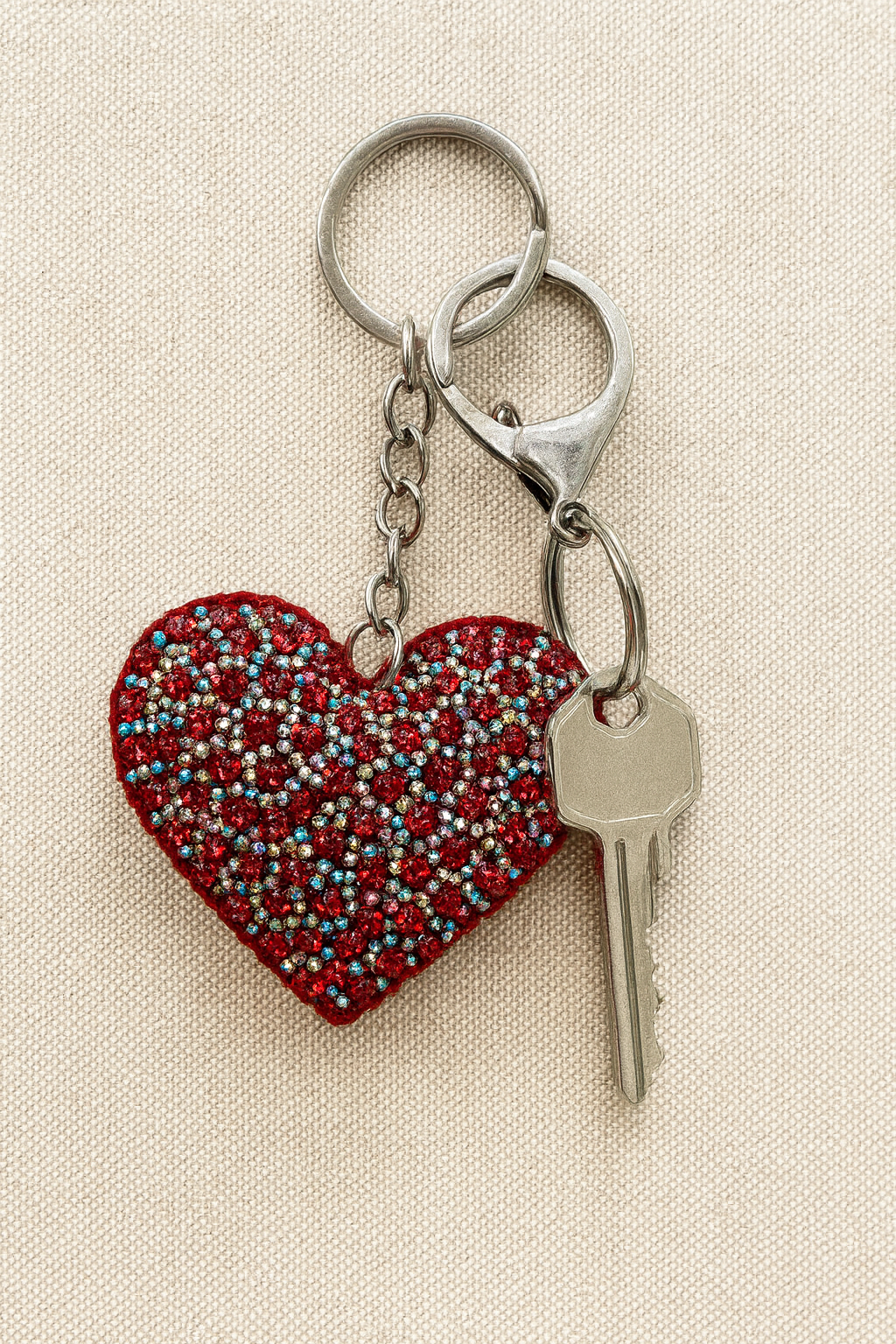 Sparkling Red Heart Rhinestone Keychain
