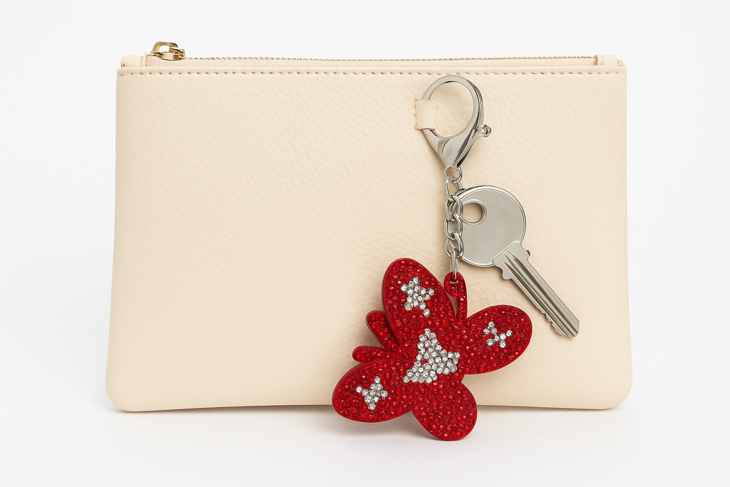Red Butterfly Rhinestone Keychain – Sparkling Crystal Bag Charm