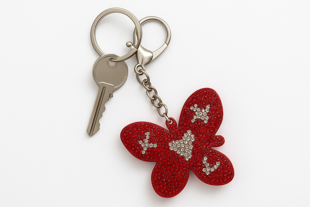 Red Butterfly Rhinestone Keychain – Sparkling Crystal Bag Charm