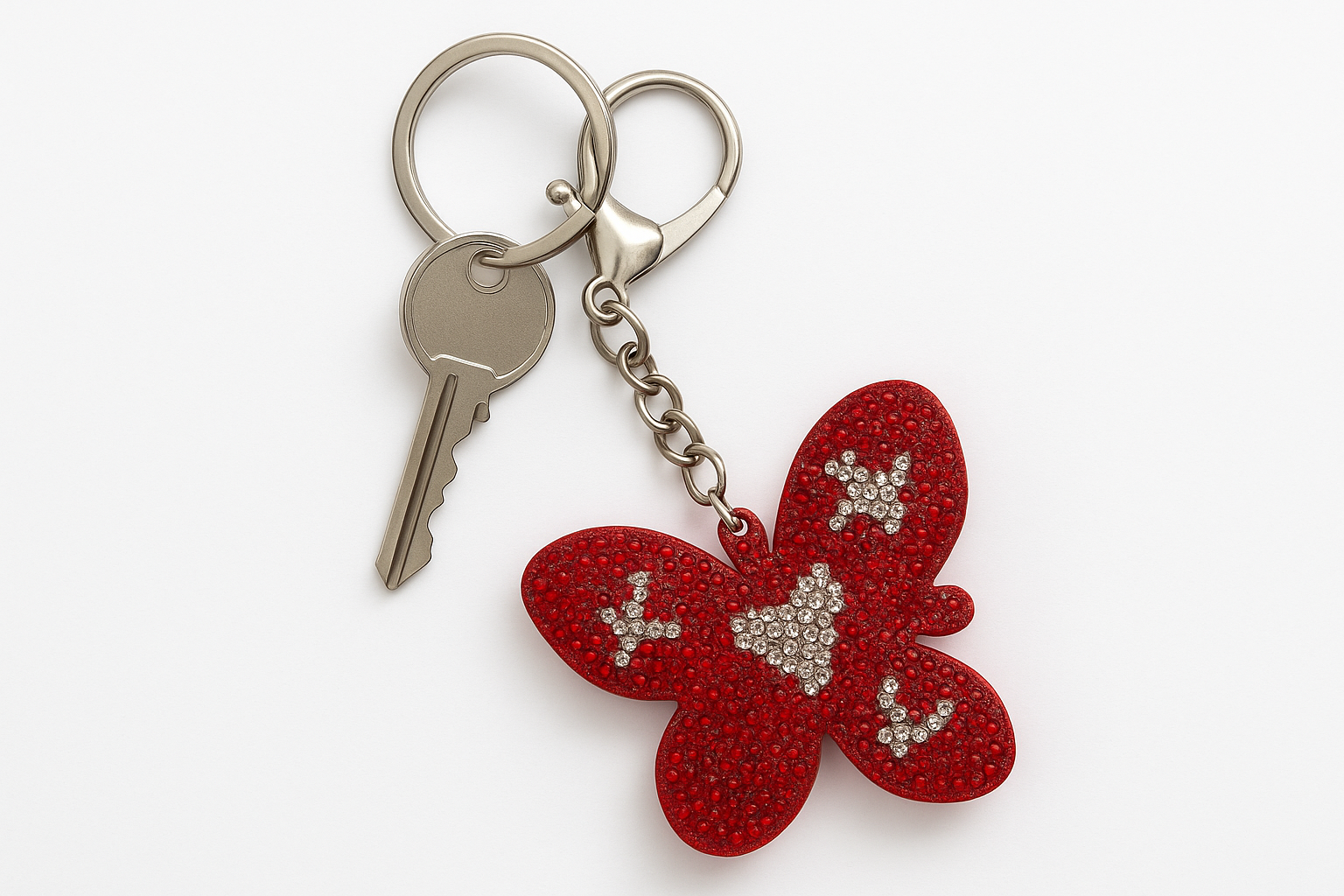 Red Butterfly Rhinestone Keychain – Sparkling Crystal Bag Charm