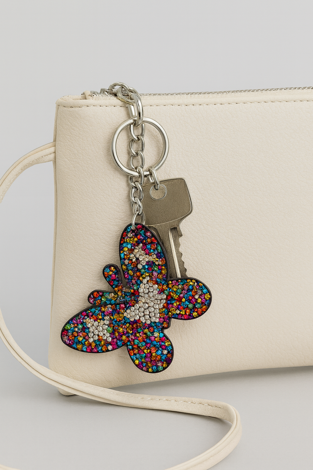 Colorful Rhinestone Butterfly Keychain – Sparkling Crystal Bag Charm