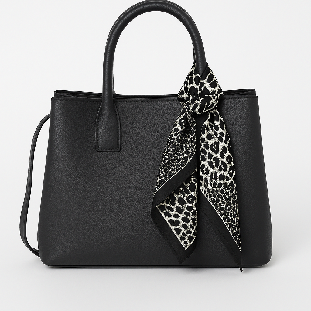 Black and White Animal Print Scarf with Bold Border