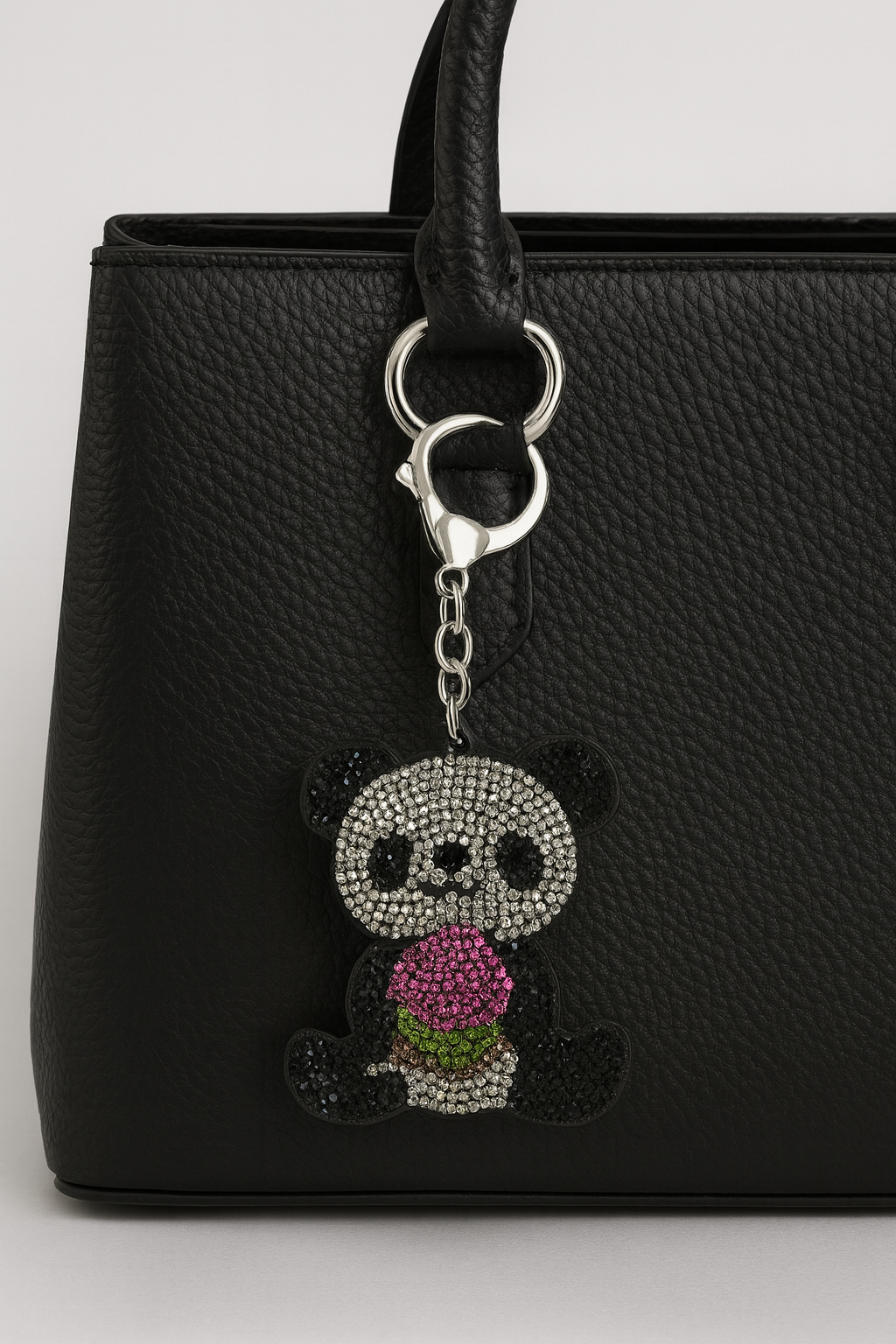 Crystal Panda Keychain with Ice Cream Design