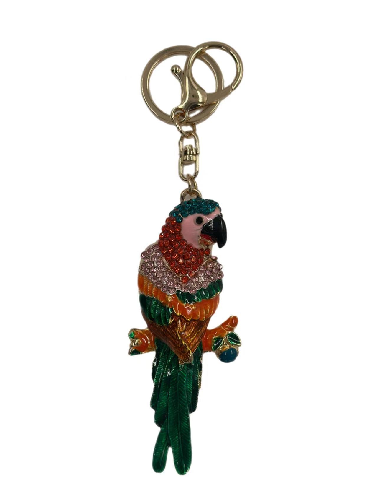 Colorful Crystal Parrot Keychain – Sparkling Exotic Bird Bag Charm