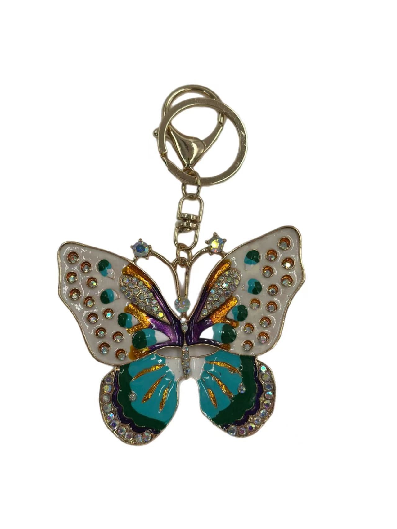 Multicolor Crystal Butterfly Keychain – Sparkling Enamel Bag Charm