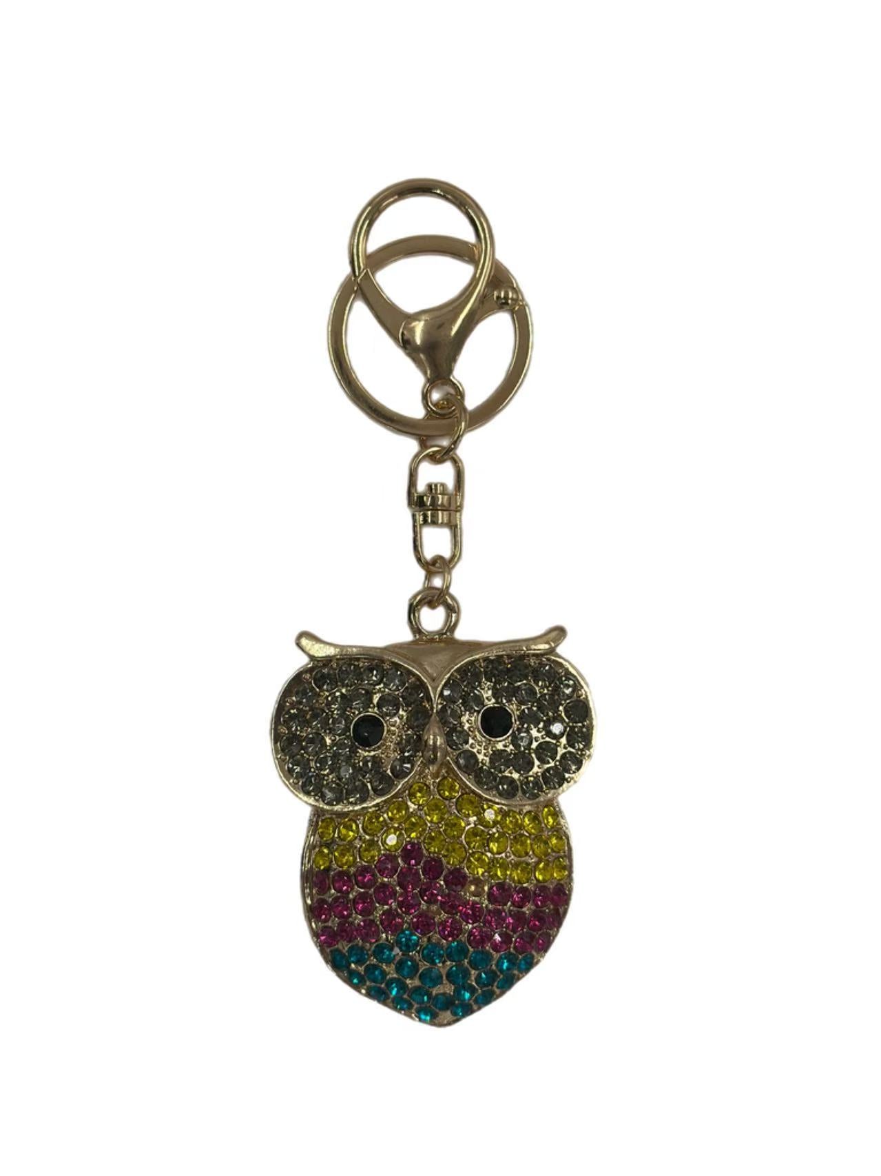 Colorful Crystal Owl Keychain – Sparkling Wisdom Bird Bag Charm