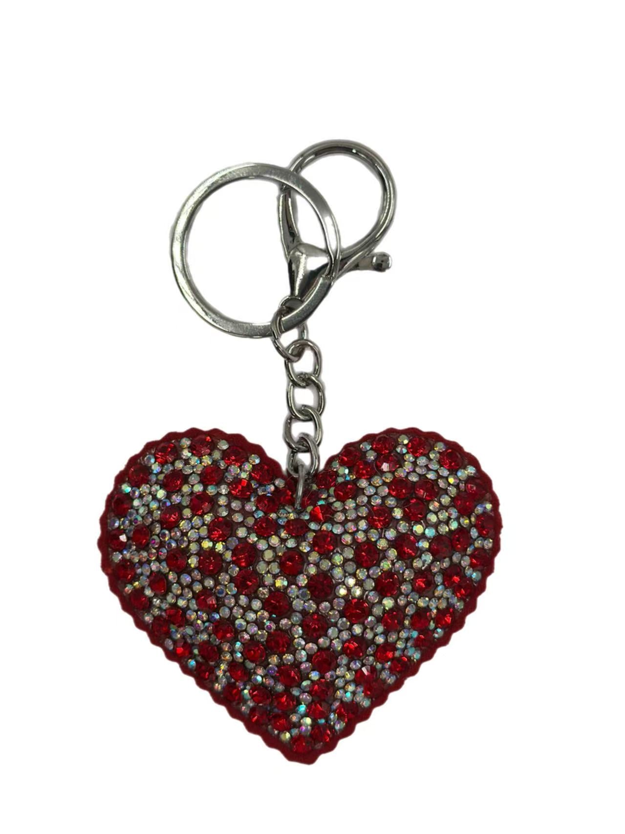 Sparkling Red Heart Rhinestone Keychain