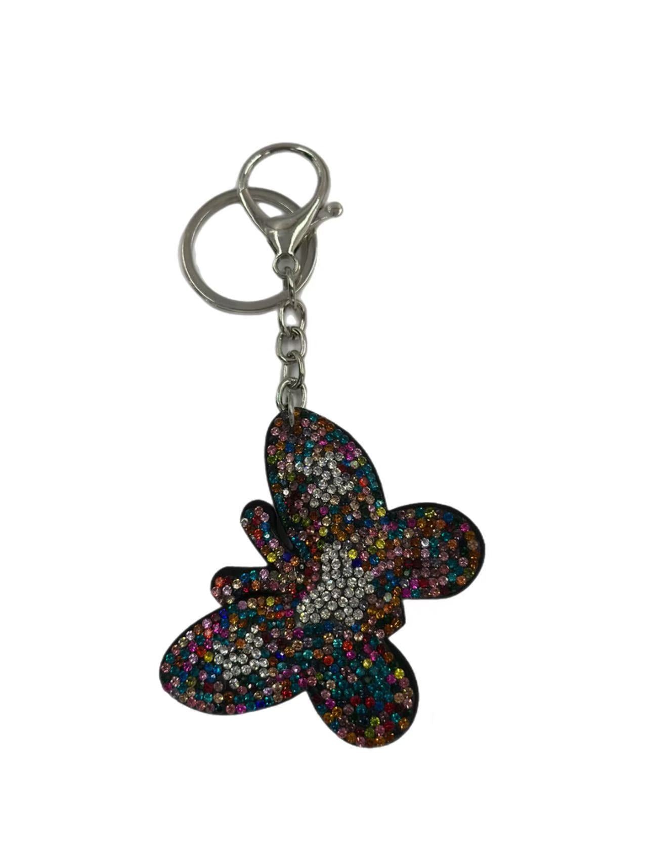 Colorful Rhinestone Butterfly Keychain – Sparkling Crystal Bag Charm