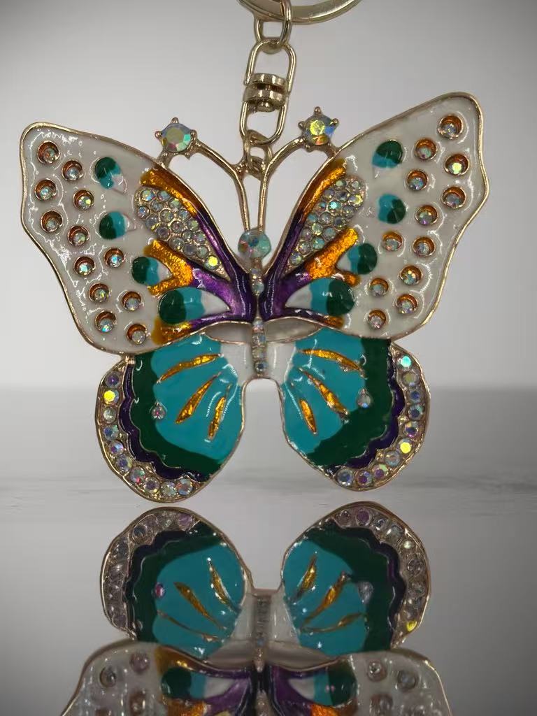 Multicolor Crystal Butterfly Keychain – Sparkling Enamel Bag Charm