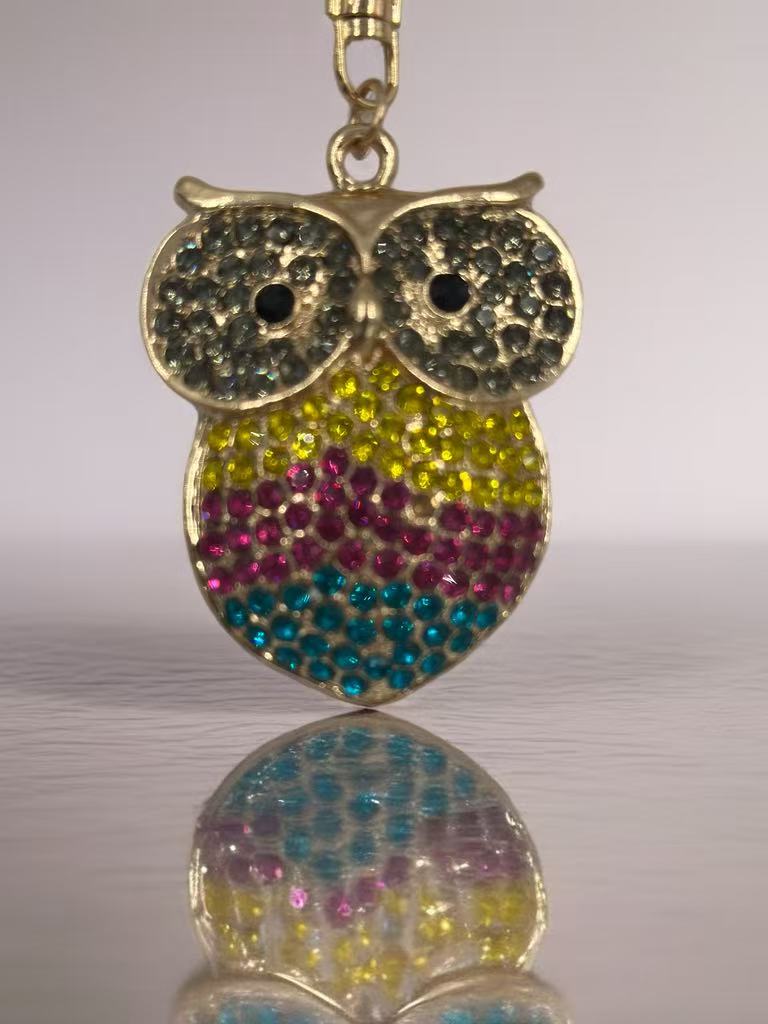 Colorful Crystal Owl Keychain – Sparkling Wisdom Bird Bag Charm
