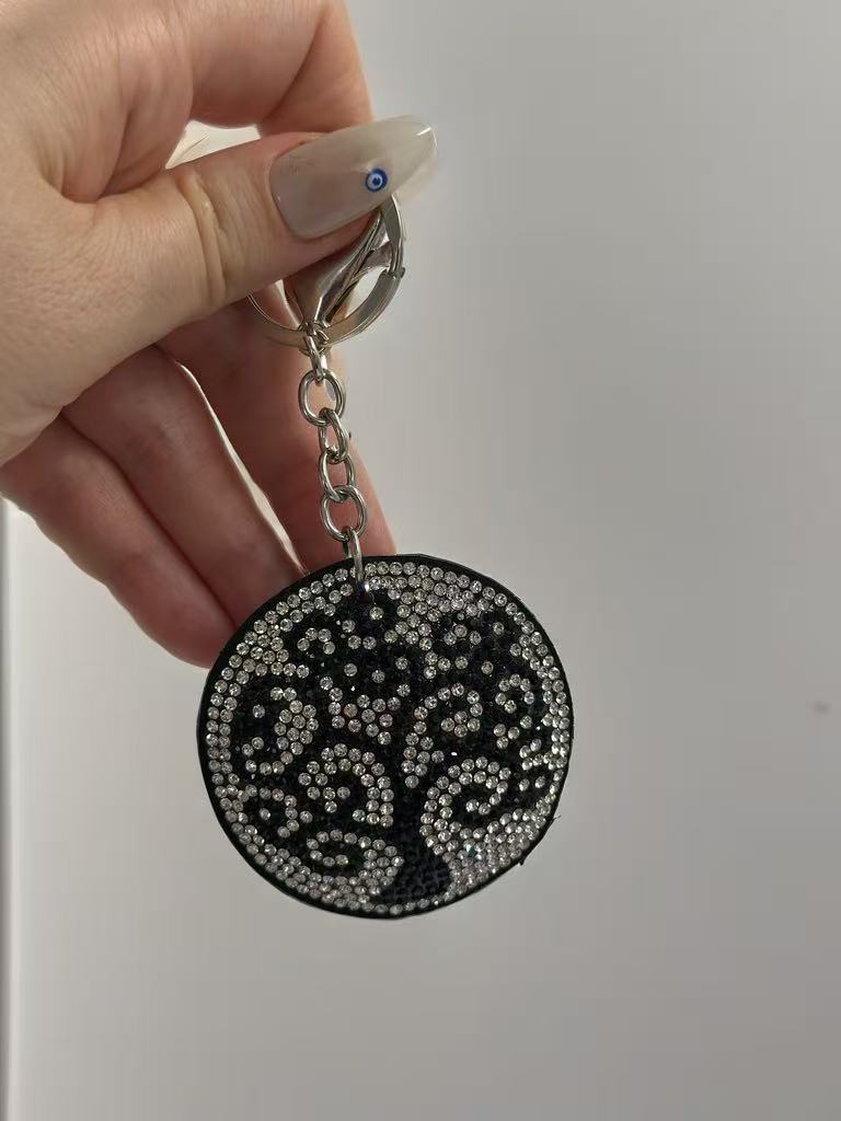 Sparkling Tree of Life Rhinestone Keychain – Black & Silver