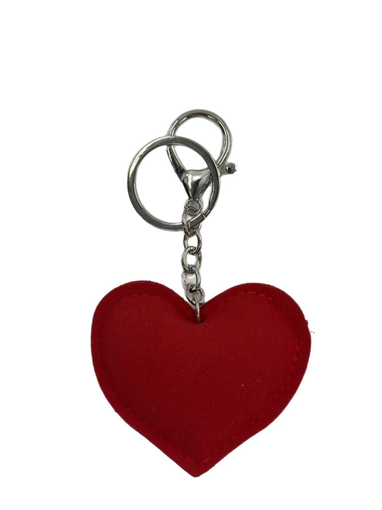 Red Rhinestone Heart Keychain with Lash Design
