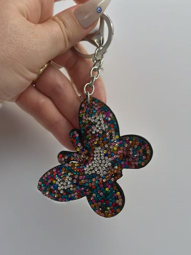 Colorful Rhinestone Butterfly Keychain – Sparkling Crystal Bag Charm