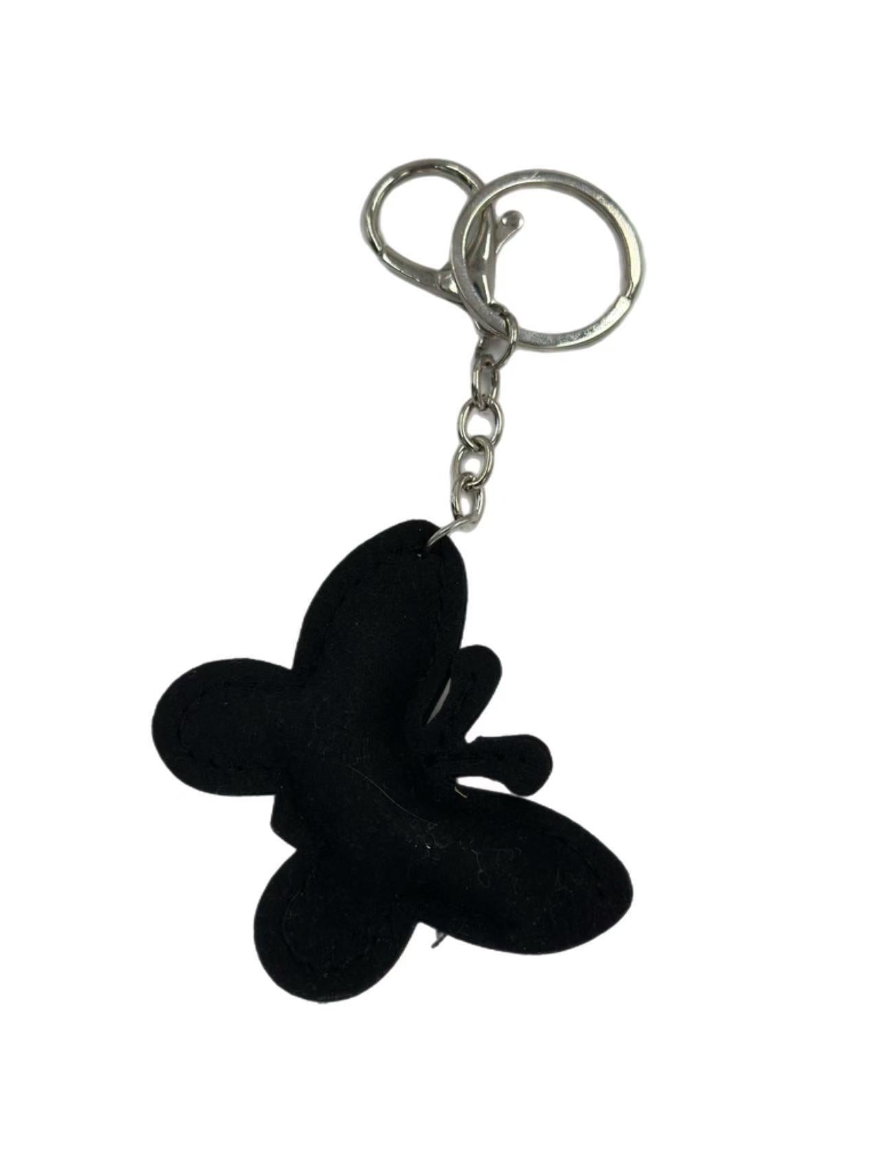 Elegant Rhinestone Butterfly Keychain – Black & Silver Crystal Design