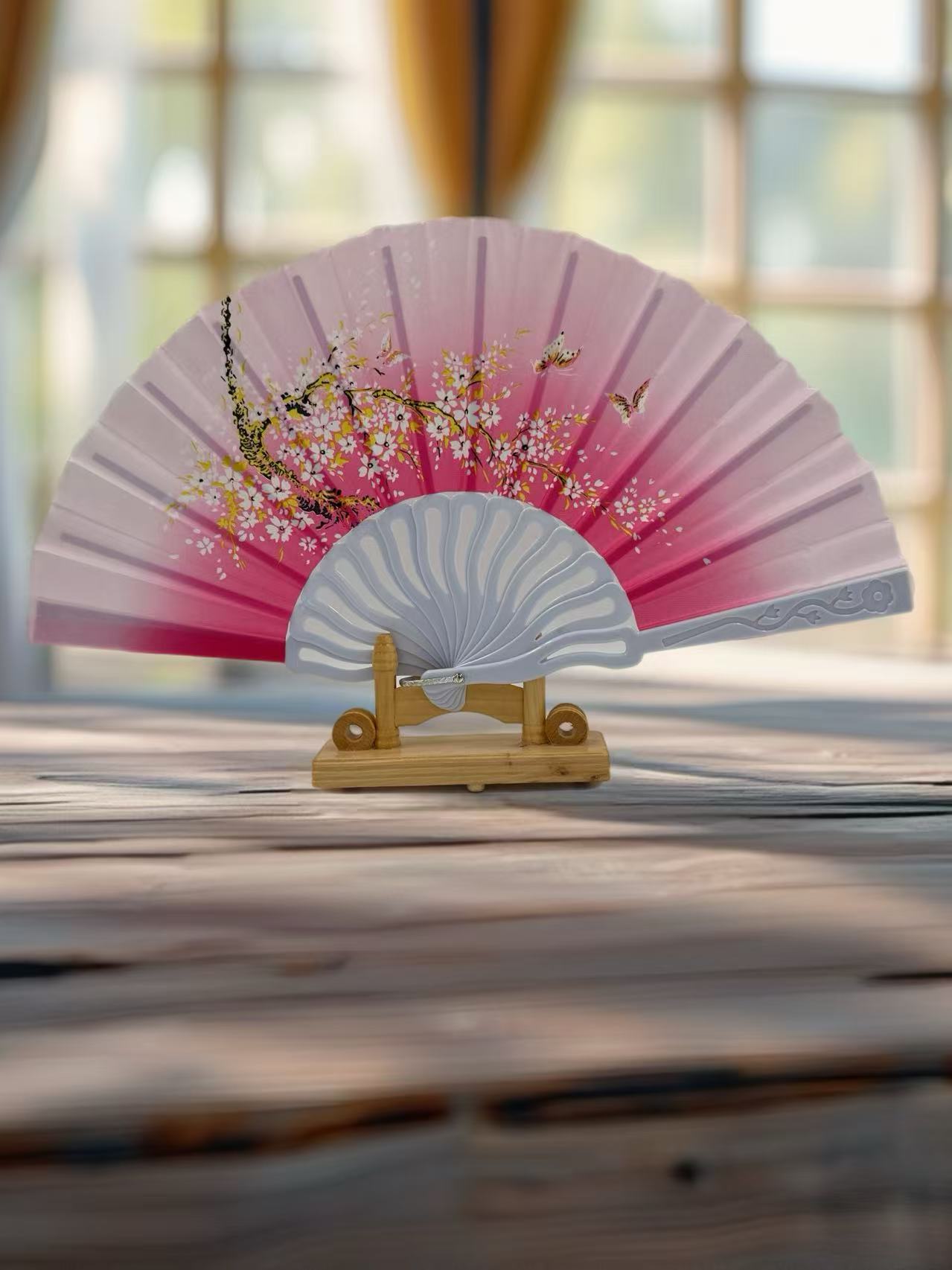 Elegant Floral Hand Fans – Set of 6 Traditional Asian Designs