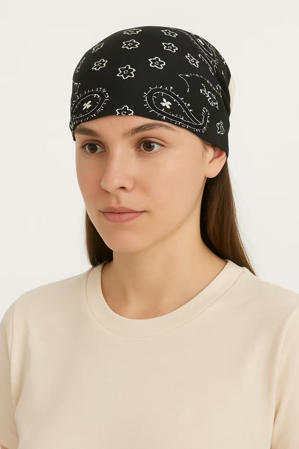 Classic Black and White Paisley Bandana Scarf