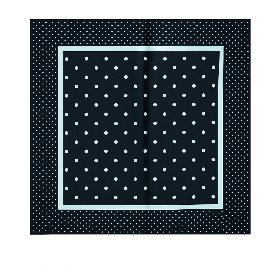 Classic Black Polka Dot Square Scarf with Contrasting Border