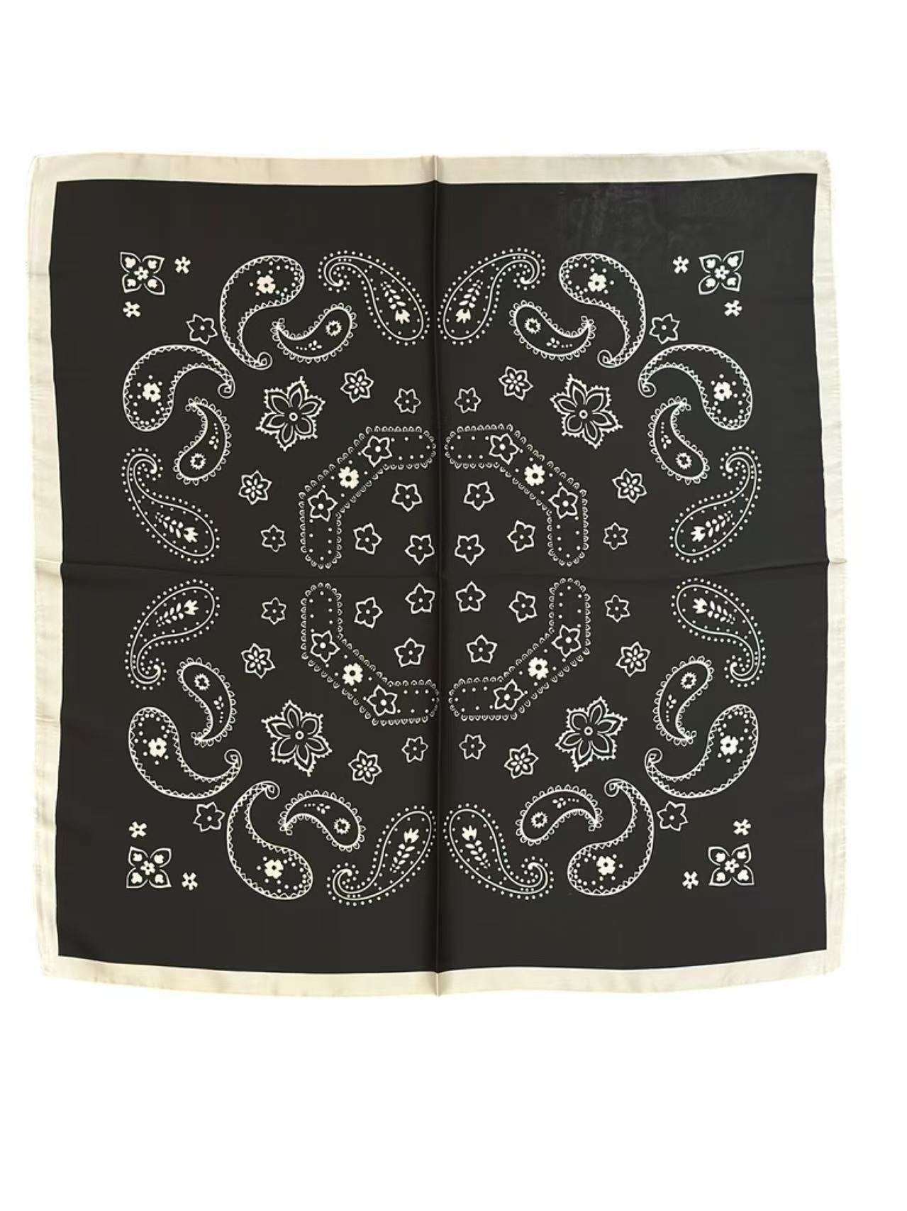 Classic Black and White Paisley Bandana Scarf