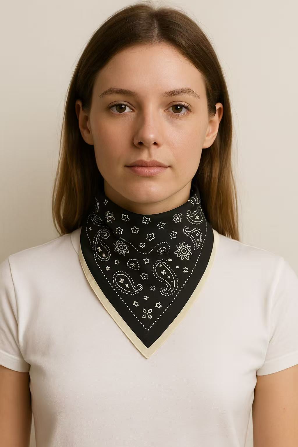 Classic Black and White Paisley Bandana Scarf