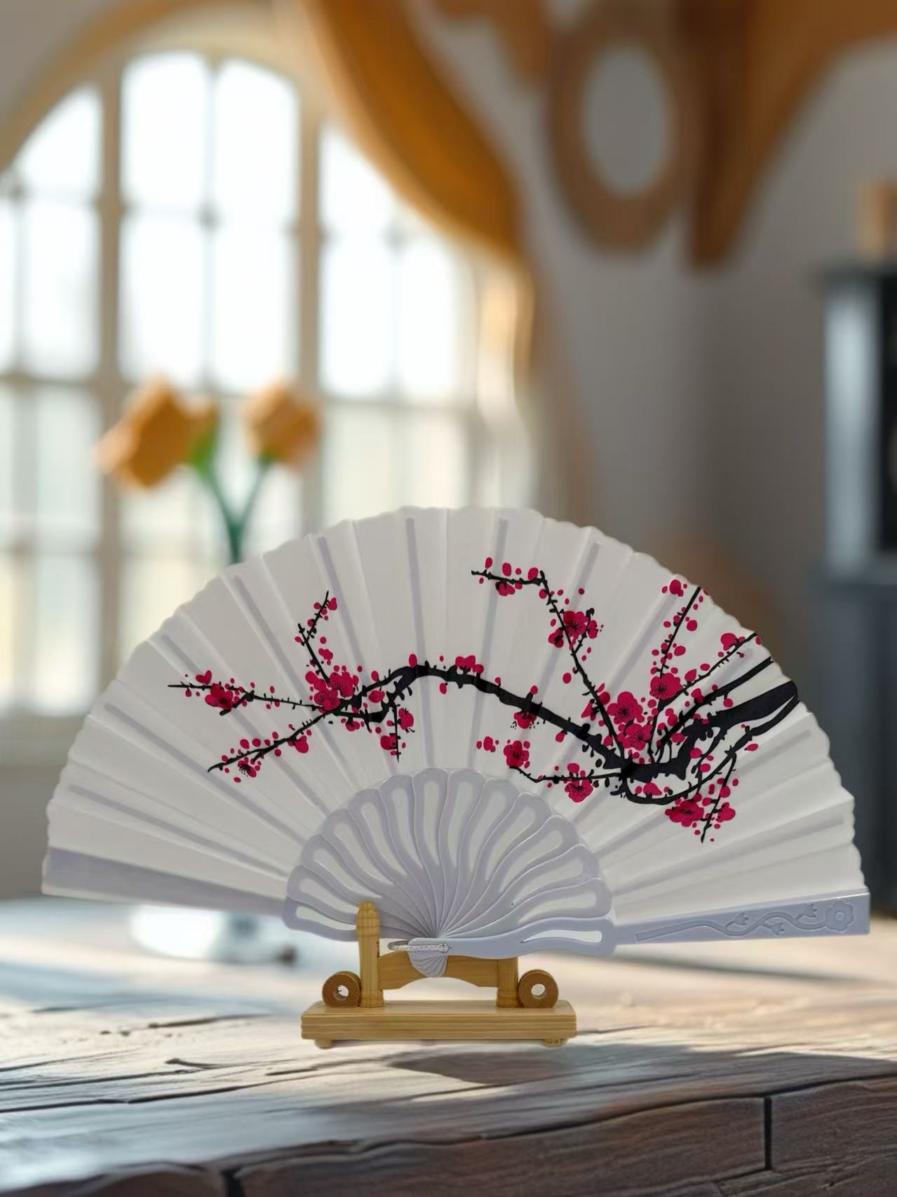 Elegant Floral Hand Fans – Set of 6 Traditional Asian Designs