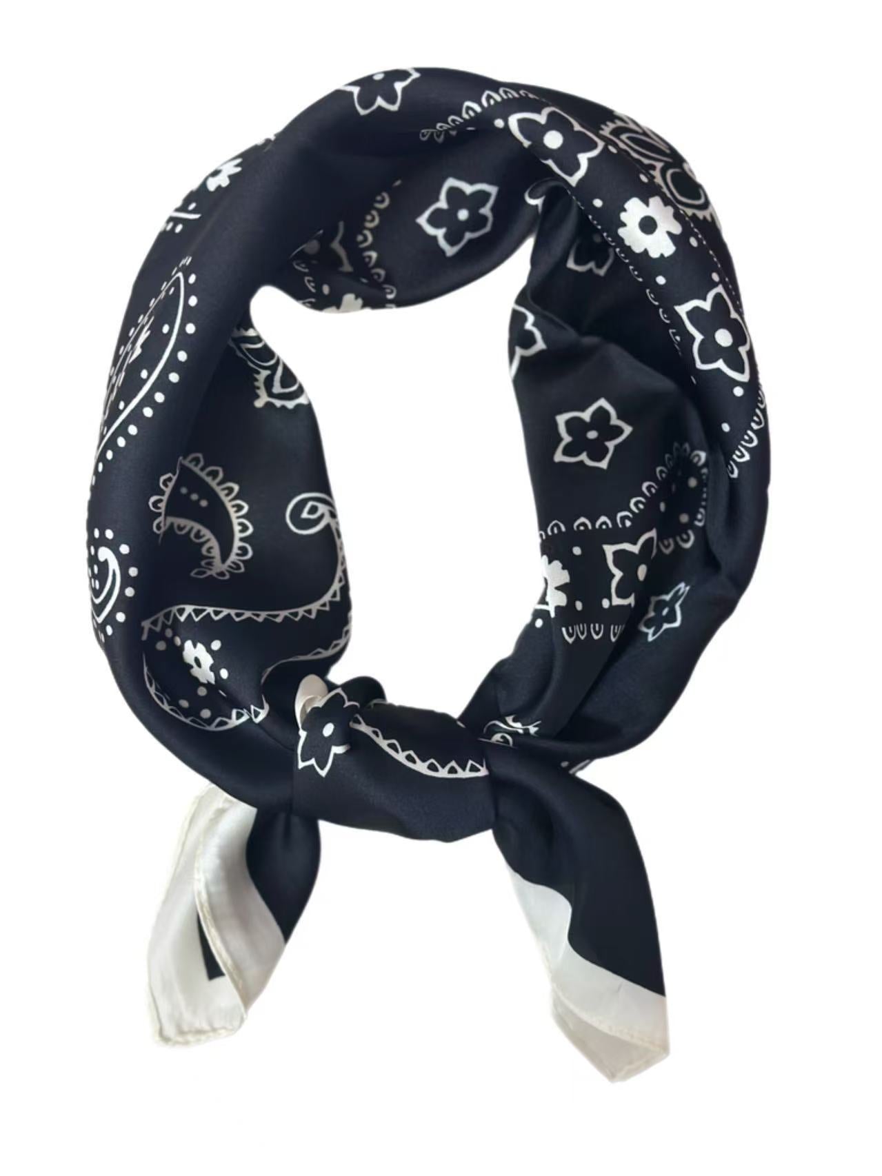 Classic Black and White Paisley Bandana Scarf
