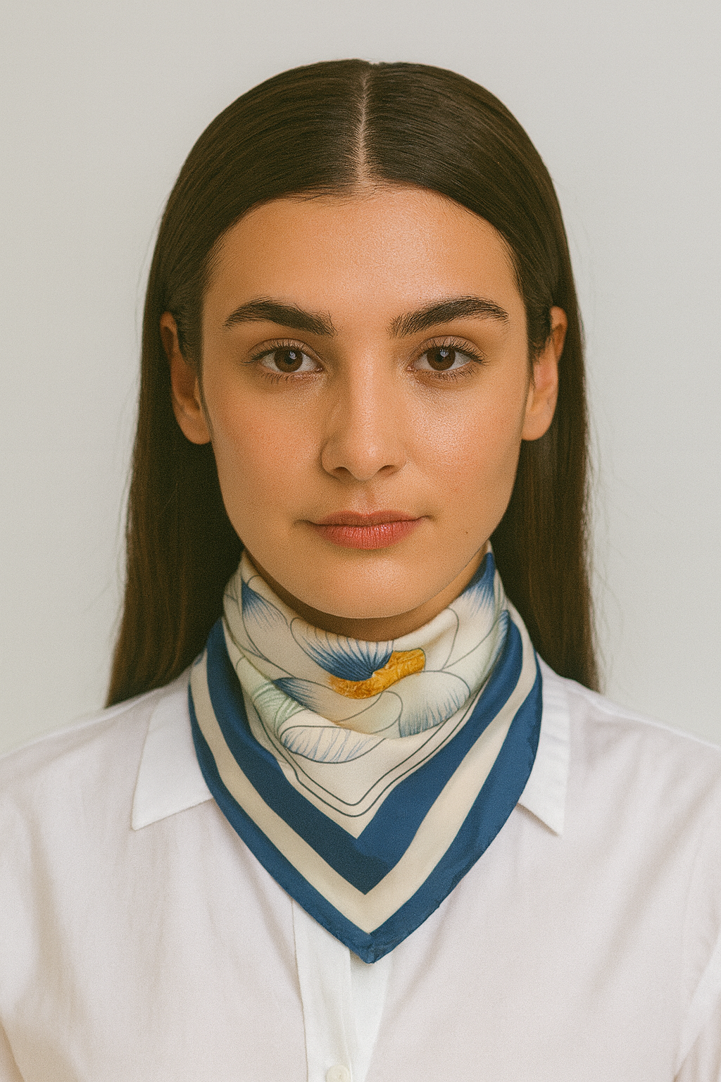 Elegant Blue and White Lotus Floral Scarf