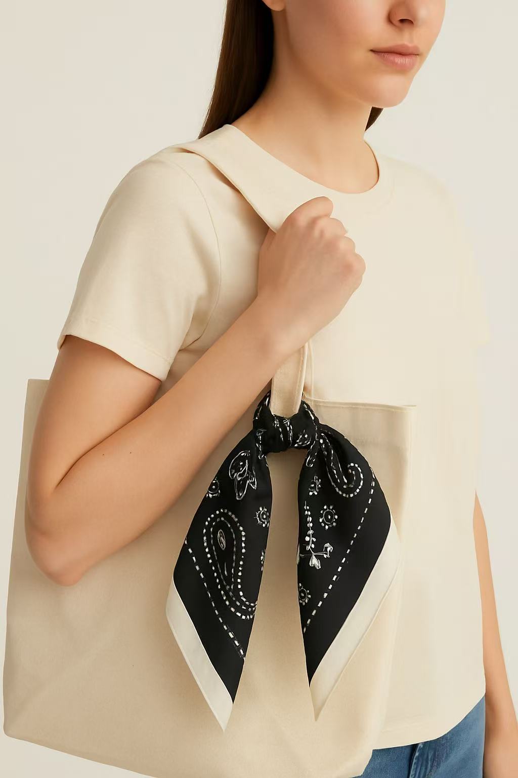 Classic Black and White Paisley Bandana Scarf