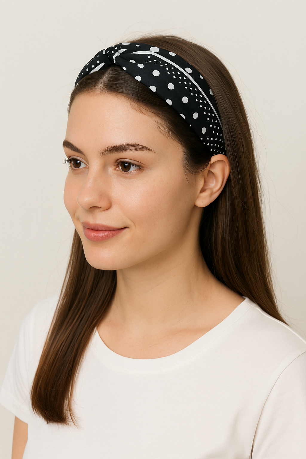 Classic Black Polka Dot Square Scarf with Contrasting Border